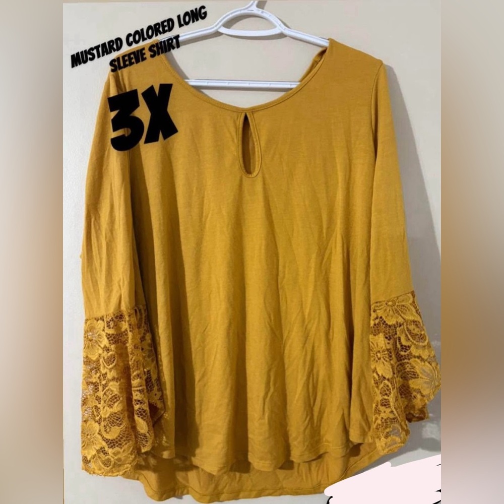 Yellow Lace Sleeve Women's Top